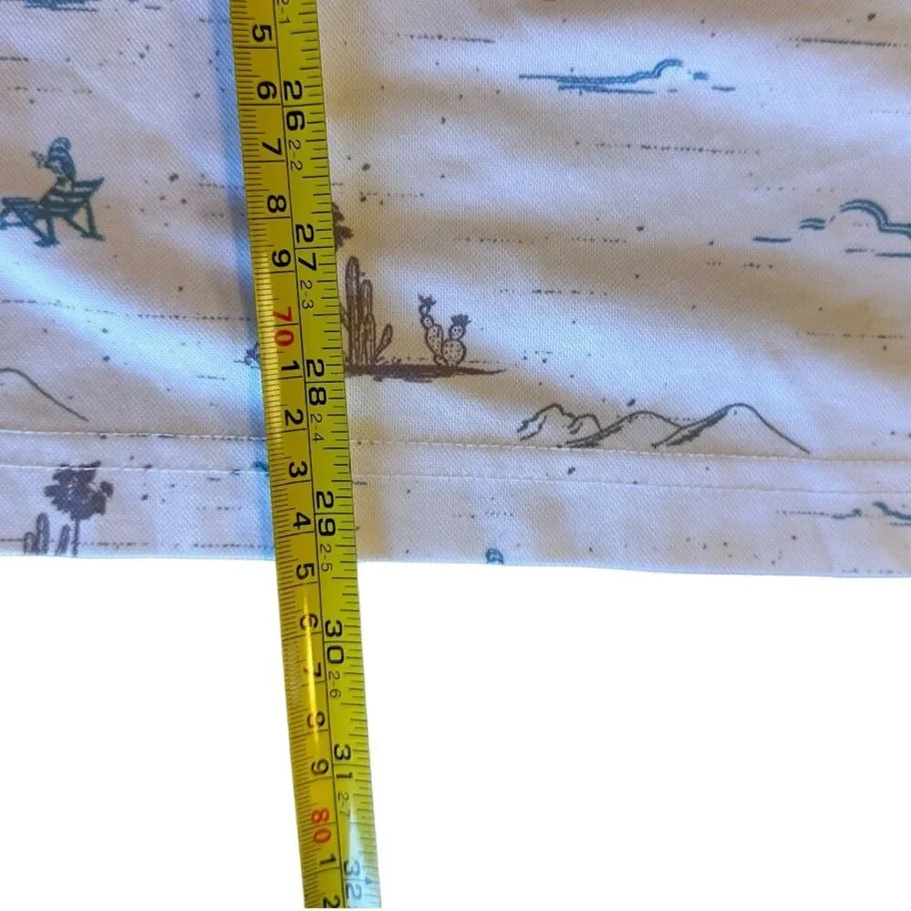 Travis Mathew White Blue Desert Camping Print Performance Golf Polo Men L *LOGO* - Picture 5 of 5